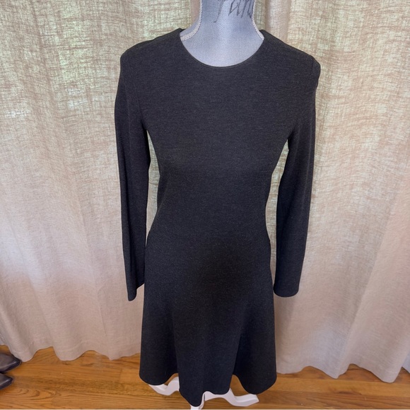 Theory, charcoal gray, long sleeve, midi, A-line dress, size 4 - Picture 10 of 13